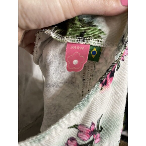 Farm Rio Stripe Women's P Small Shortalls Overalls Corduroy Tropical Print White - Picture 8 of 8